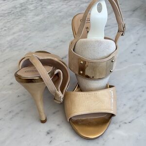 Sacha London Gold and Cream Heels